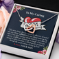 To My Caring Mom, Interlocking Hearts Necklace, Mother’s Day Message Card Gift From Son, Pendant For Her, Christmas, Birthday, Anniversary, Jewelry For Her, Necklace For Her, Mother’s Day Gift From Son