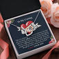 To My Caring Mom, Interlocking Hearts Necklace, Mother’s Day Message Card Gift From Son, Pendant For Her, Christmas, Birthday, Anniversary, Jewelry For Her, Necklace For Her, Mother’s Day Gift From Son