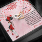 Interlocking Hearts With Message Card, Two Heart Necklace, To My Wife I look Forward To Growing Old With You Pendant, Jewelry For Her, Couple Collection