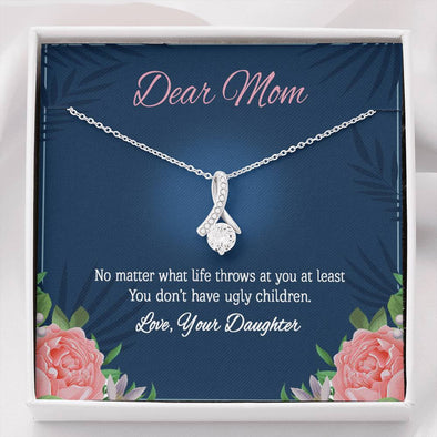 To My Mom, Alluring Beauty Necklace, Mother Daughter Gift, Jewelry For Her, Silver Necklace With Message Card, Mother's Day, Birthday, Christmas, Anniversary