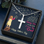 To My Dad, You Are The Only Shining Star, Happy Father's Day, Necklace With Message Card, Gift Ideas For Dad, Necklace, Birthday, Artisan Crafted Cross Necklace