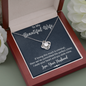 To My Beautiful Wife, Love Knot Necklace With I Stole Your Heart And You Stole Mine Message Card, Pendant For Her, Birthday, Anniversary, Gift For Her, Jewelry For Her