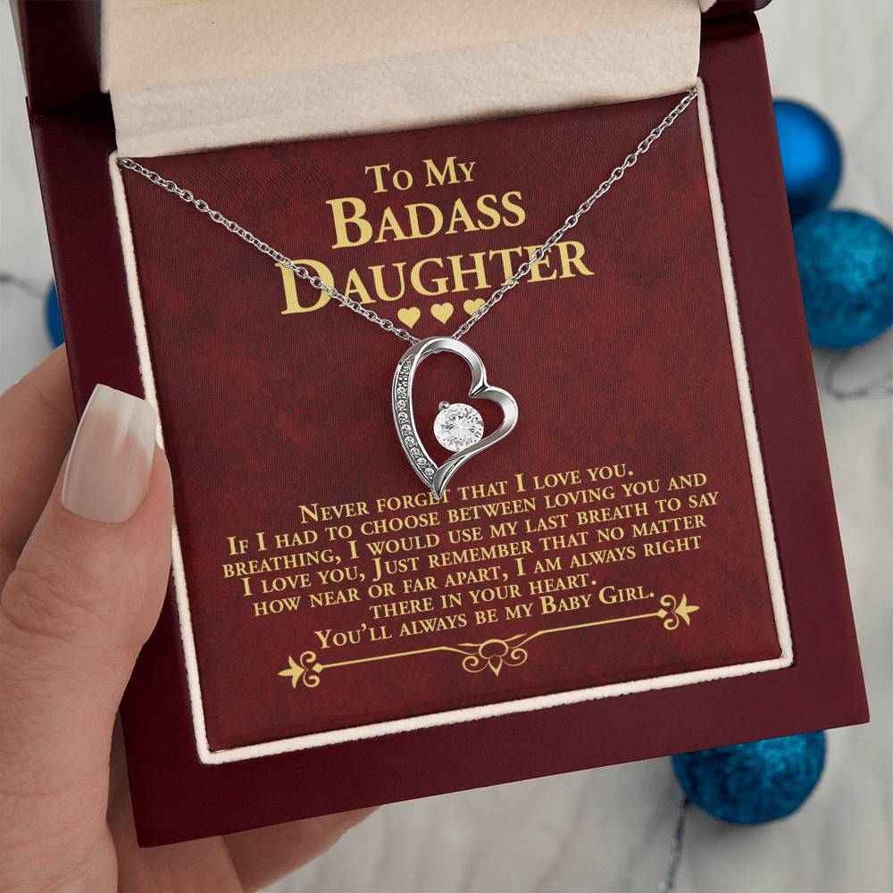 To My Daughter Necklace With Message Card, Forever Love Necklace, Heart Pendant , Birthday Gift For Her, From Mom And Dad