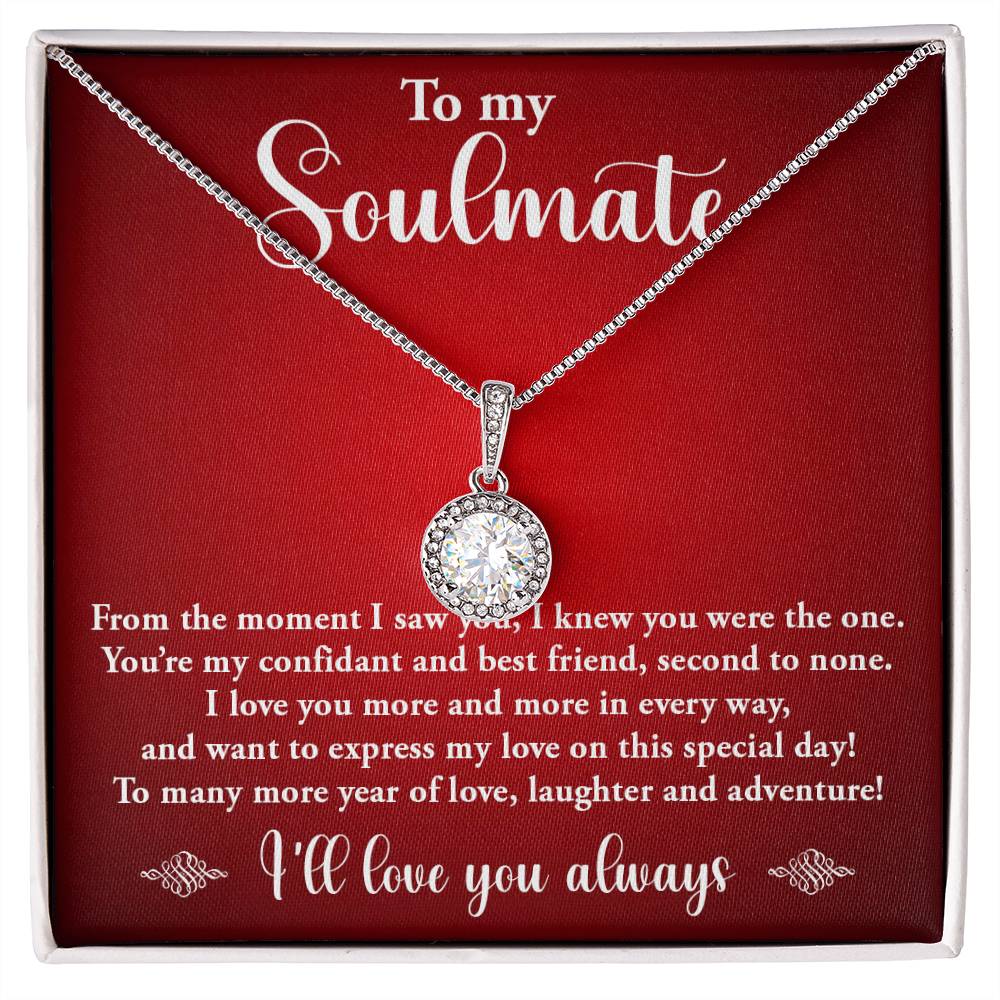 TO MY SOULMATE, ETERNAL HOPE NECKLACE WITH MESSAGE CARD, BIRTHDAY GIFT FOR HER, NECKLACE JEWELLERY, UNIQUE GIFT FOR HER WITH BEAUTIFUL MESSAGE CARD