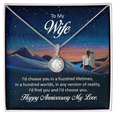 TO MY WIFE NECKLACE WITH BEAUTIFUL MESSAGE CARD, ANNIVERSARY GIFT FOR HER
