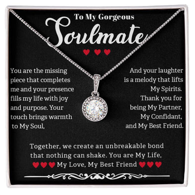 TO MY GORGEOUS SOULMATE, ETERNAL HOPE NECKLACE WITH MESSAGE CARD, GIFT FOR HER, BIRTHDAY AND ANNIVERSAY GIFT, UNIQUE GIFT FOR HER