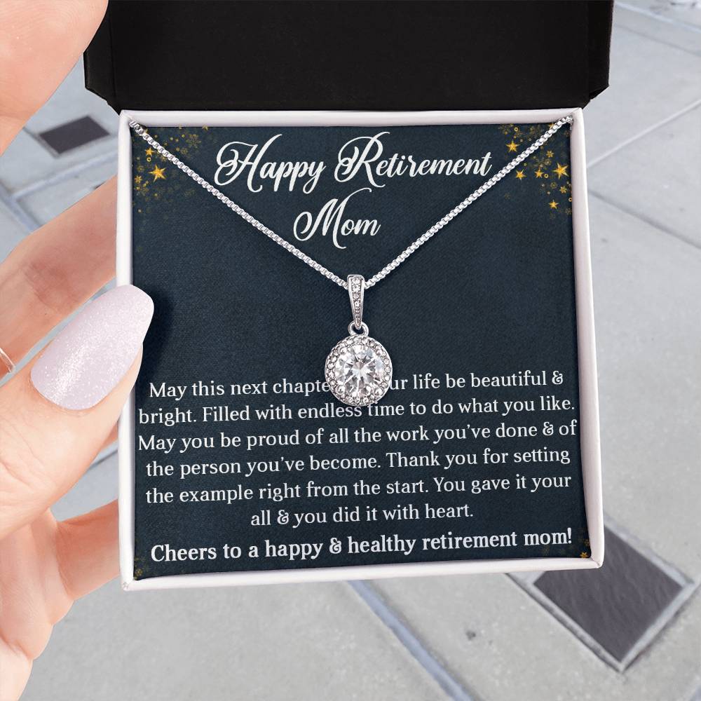 HAPPY RETIREMENT MOM, ETERNAL HOPE NECKLACE WITH BEAUTIFUL MESSAGE CARD, UNIQUE GIFT FOR MOM, NECKLACE JEWELLERY FOR HER