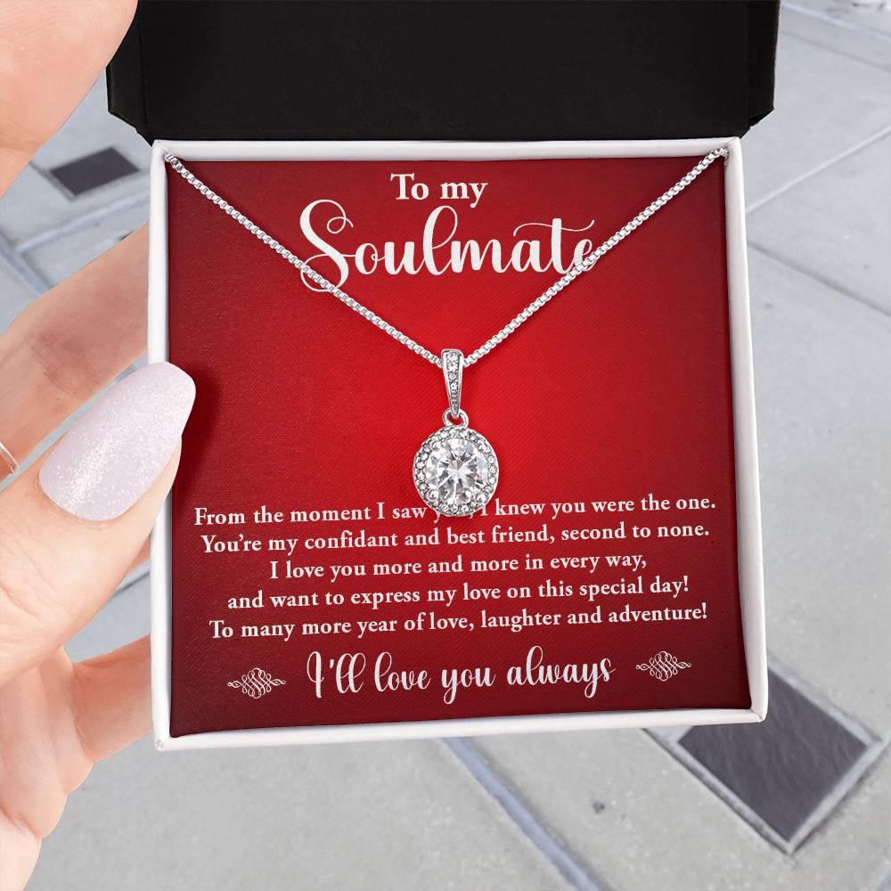 TO MY SOULMATE, ETERNAL HOPE NECKLACE WITH MESSAGE CARD, BIRTHDAY GIFT FOR HER, NECKLACE JEWELLERY, UNIQUE GIFT FOR HER WITH BEAUTIFUL MESSAGE CARD