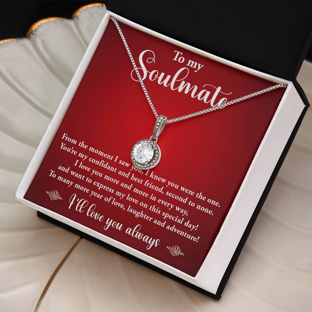 TO MY SOULMATE, ETERNAL HOPE NECKLACE WITH MESSAGE CARD, BIRTHDAY GIFT FOR HER, NECKLACE JEWELLERY, UNIQUE GIFT FOR HER WITH BEAUTIFUL MESSAGE CARD