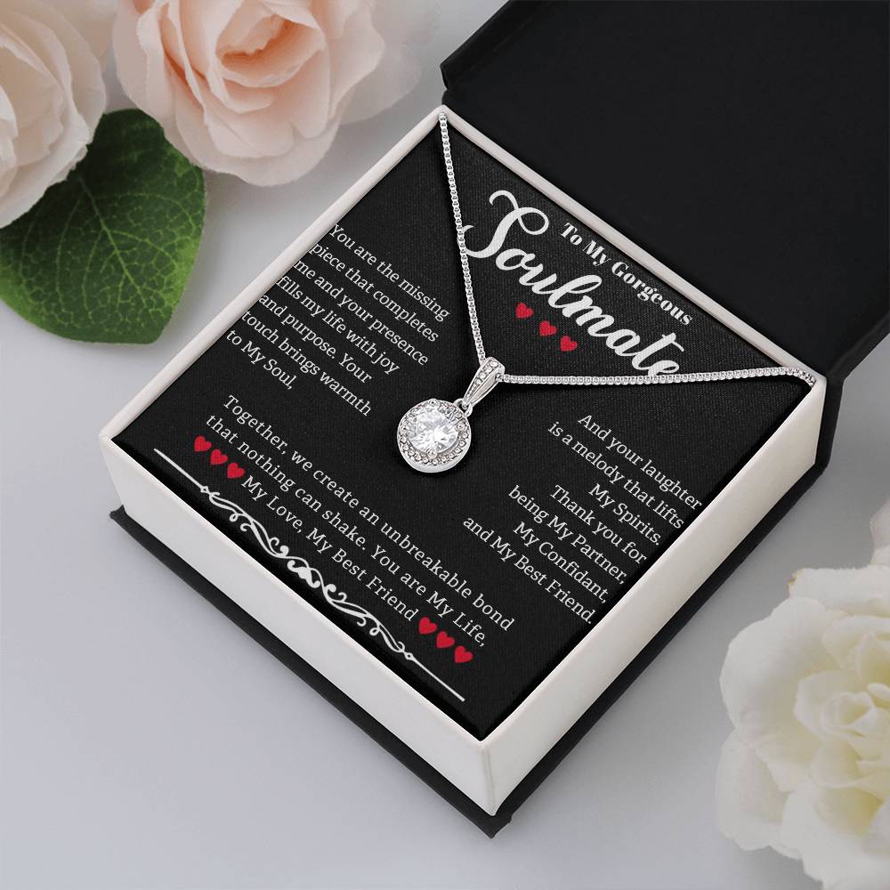 TO MY GORGEOUS SOULMATE, ETERNAL HOPE NECKLACE WITH MESSAGE CARD, GIFT FOR HER, BIRTHDAY AND ANNIVERSAY GIFT, UNIQUE GIFT FOR HER