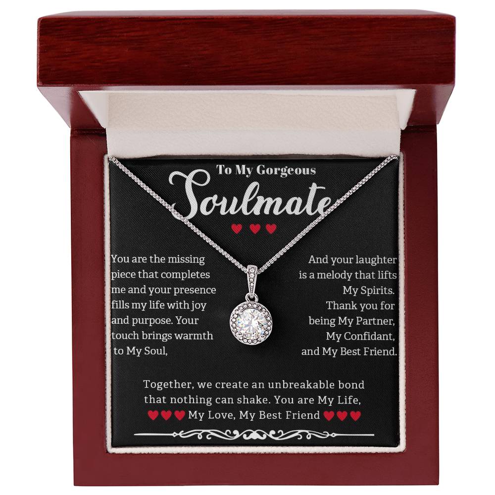 TO MY GORGEOUS SOULMATE, ETERNAL HOPE NECKLACE WITH MESSAGE CARD, GIFT FOR HER, BIRTHDAY AND ANNIVERSAY GIFT, UNIQUE GIFT FOR HER