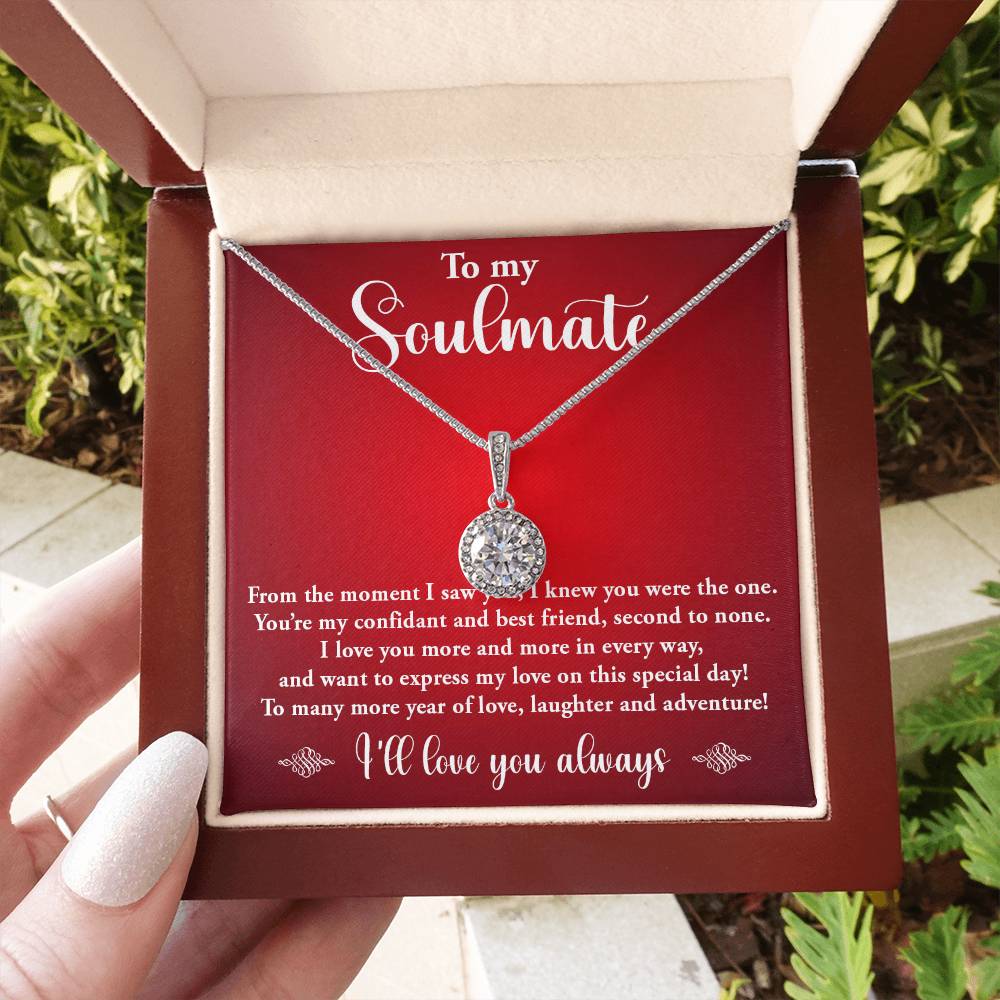 TO MY SOULMATE, ETERNAL HOPE NECKLACE WITH MESSAGE CARD, BIRTHDAY GIFT FOR HER, NECKLACE JEWELLERY, UNIQUE GIFT FOR HER WITH BEAUTIFUL MESSAGE CARD