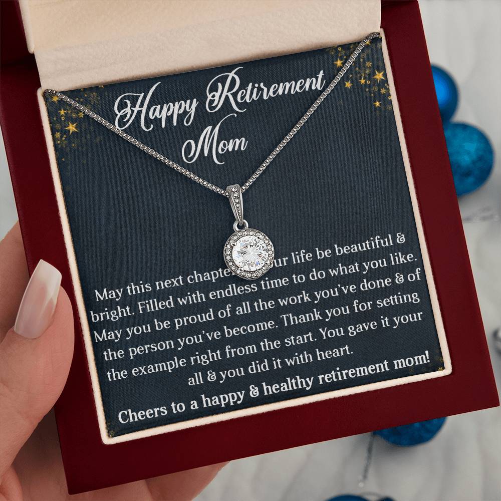 HAPPY RETIREMENT MOM, ETERNAL HOPE NECKLACE WITH BEAUTIFUL MESSAGE CARD, UNIQUE GIFT FOR MOM, NECKLACE JEWELLERY FOR HER