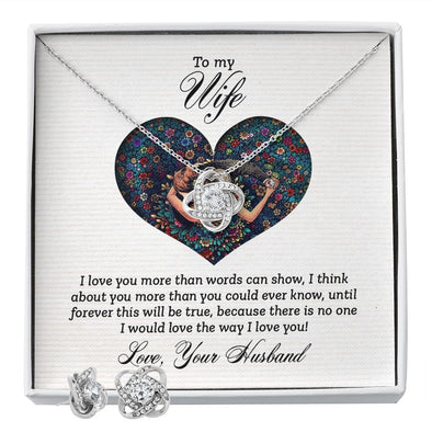 TO MY WIFE, LOVE KNOT EARRING & NECKACLE SET, GIFT FOR HER, BIRTHDAY AND ANNIVERSARY GIFT FOR WIFE, NECKLACE JWELLERY FOR HER FROM HUSBAND