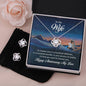 TO MY MY WIFE, LOVE KNOT EARRING AND NECKLACE SET WITH MESSAGE CARD, ANNIVERSARY GIFT FOR WIFE, NECKALCE JEWELLERY, UNIQUE GIFT FOR HER,