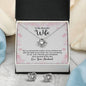 TO MY BEAUTIFUL WIFE, LOVE KNOT EARRING & NECKACLE SET WITH MESSAGE CARD, BIRTHDAY AND ANNIVERSARY GIFT FOR WIFE, BEAUTIFUL GIFT FOR HER