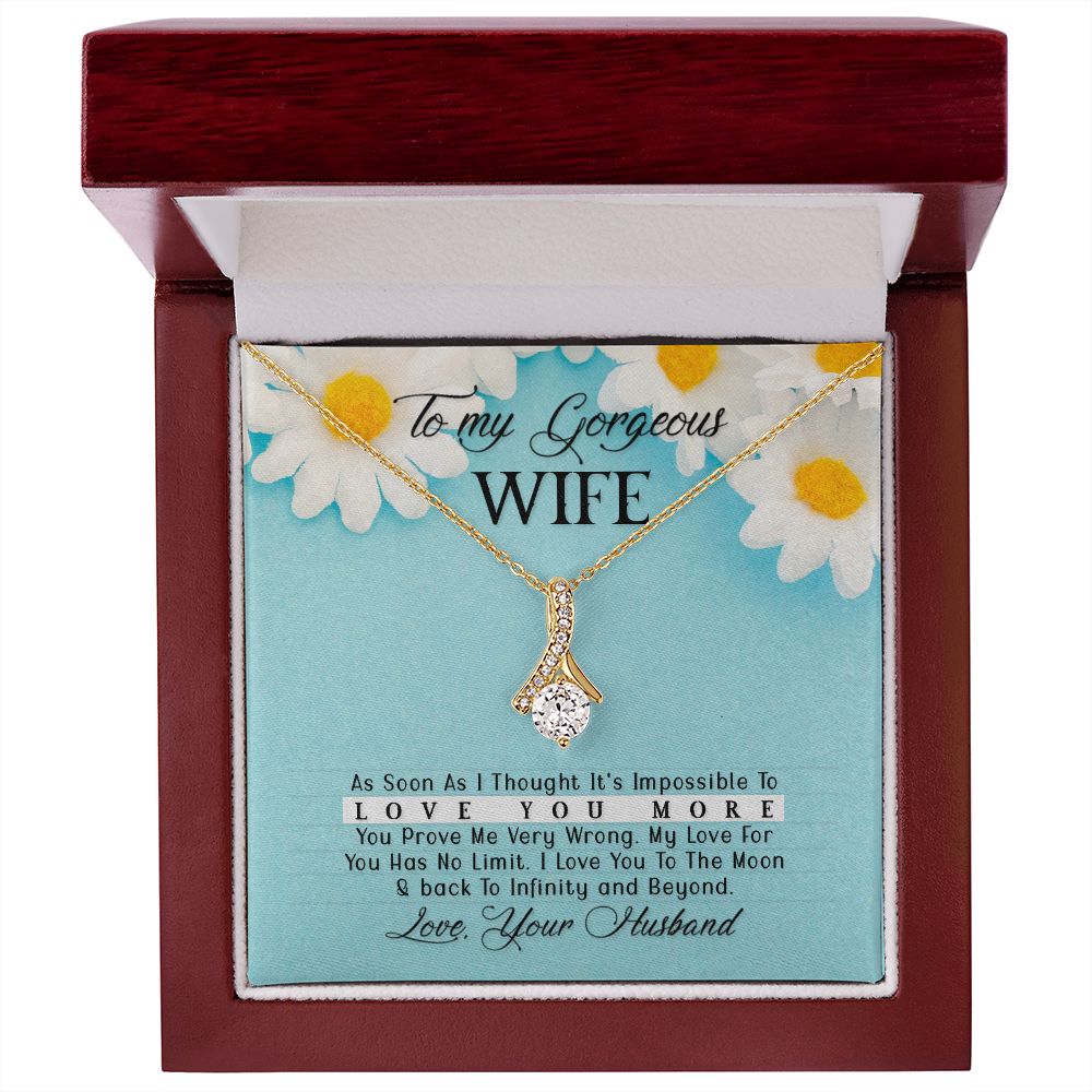 TO MY GORGEOUS WIFE, ALLURING BEAUTY NECKLACE WITH MESSAGE CARD, BIRTHDAY AND ANNIVERSAY GIFT FOR HER, NECKLACE FROM HUSBAND