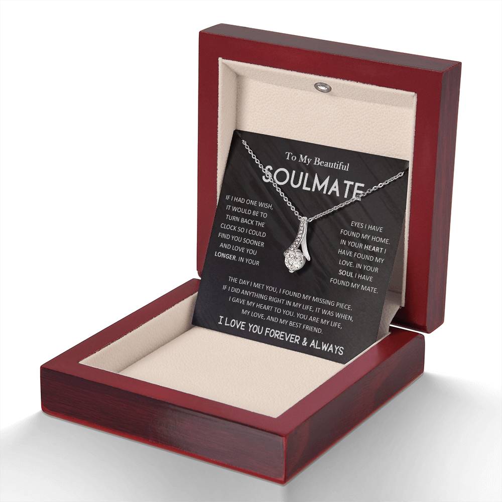 To My Beautiful Soulmate Necklace with Message Card, Valentine's Day, Birthday, Christmas, Soulmate Pendant Gift For Her