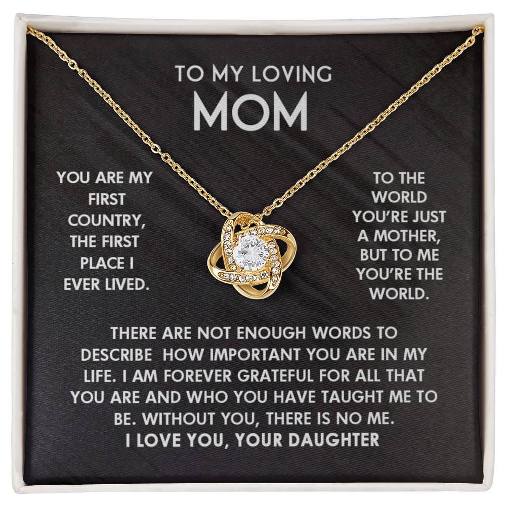 To My Loving Mom I Love You Knot Necklace For Mother's Day, Birthday Gift For Mom From Daughter