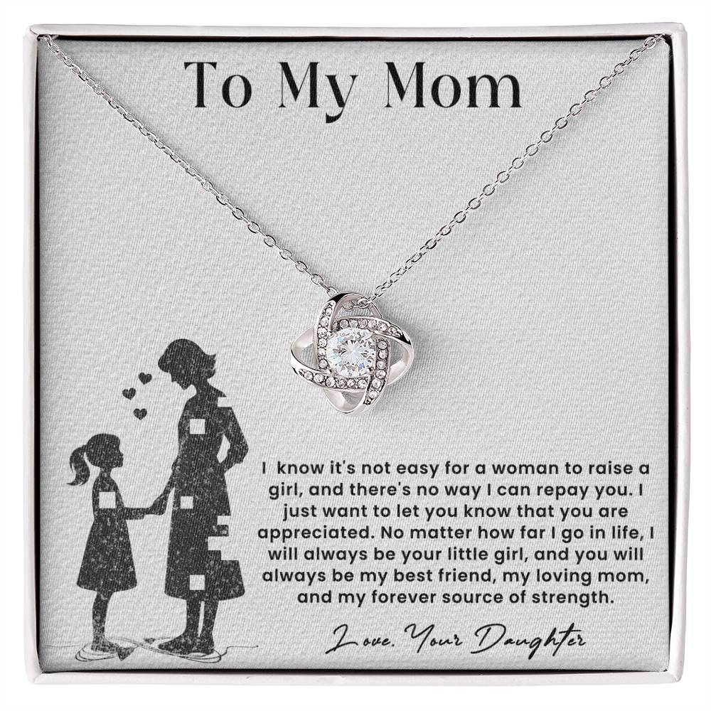 To My Mom, Knot Necklace for Mom From Daughter, Birthday/ Mothers Day Gift For Her, Gift For Single Mom