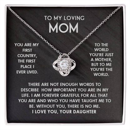 To My Loving Mom I Love You Knot Necklace For Mother's Day, Birthday Gift For Mom From Daughter