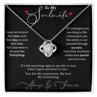 TO MY SOULMATE, LOVE KNOT NECKLACE WITH MESSAGE CARD FOR HER, BIRTHDAY GIFT FOR HER, UNIQUE GIFT