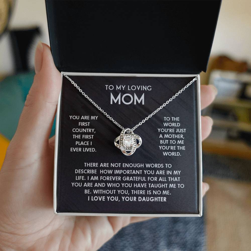 To My Loving Mom I Love You Knot Necklace For Mother's Day, Birthday Gift For Mom From Daughter