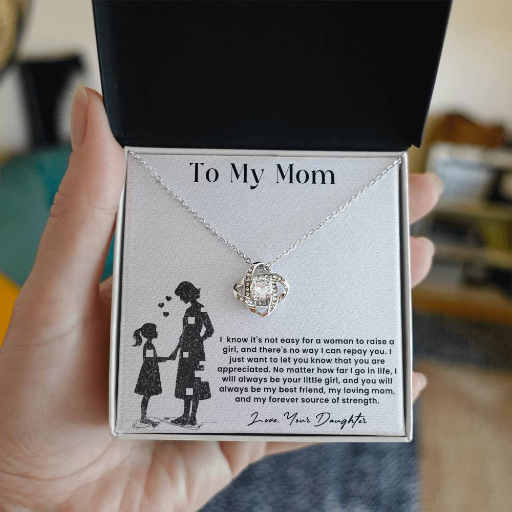 To My Mom, Knot Necklace for Mom From Daughter, Birthday/ Mothers Day Gift For Her, Gift For Single Mom