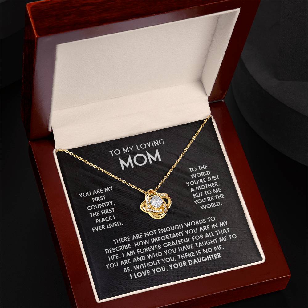 To My Loving Mom I Love You Knot Necklace For Mother's Day, Birthday Gift For Mom From Daughter