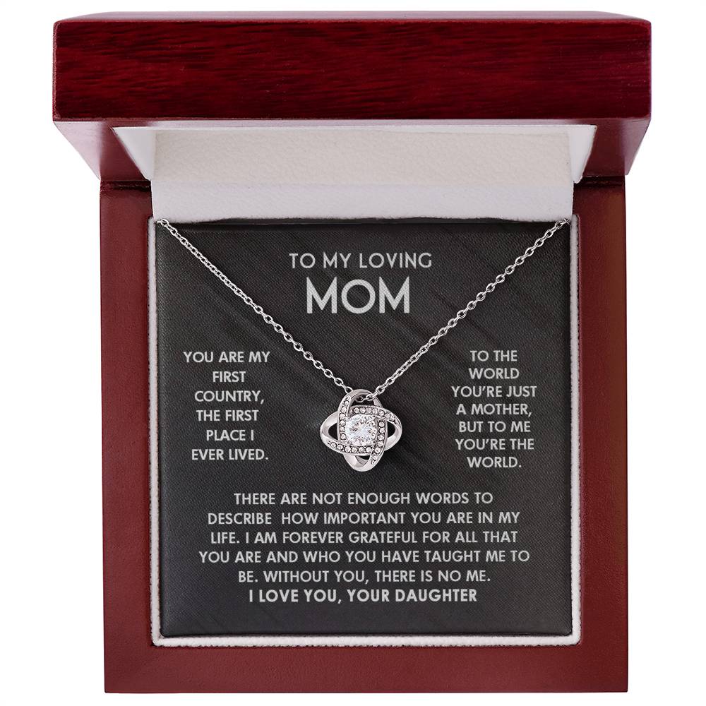 To My Loving Mom I Love You Knot Necklace For Mother's Day, Birthday Gift For Mom From Daughter