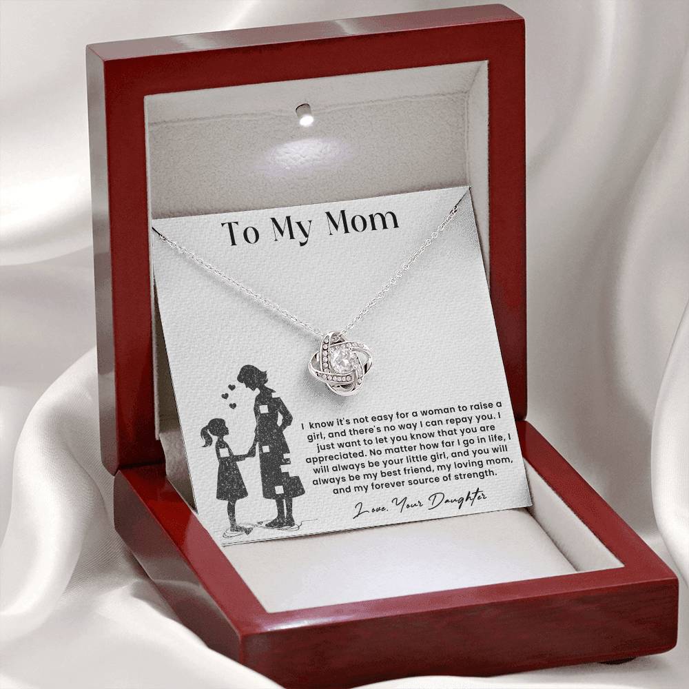 To My Mom, Knot Necklace for Mom From Daughter, Birthday/ Mothers Day Gift For Her, Gift For Single Mom