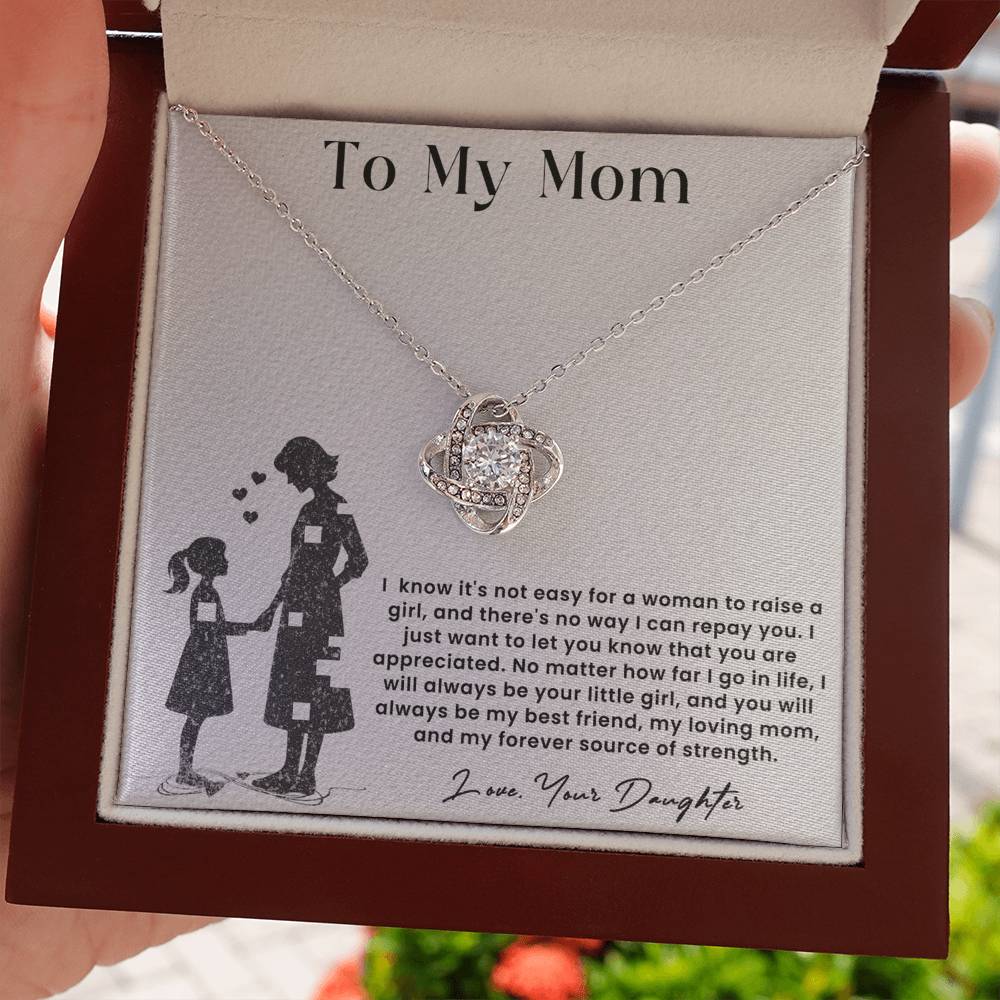 To My Mom, Knot Necklace for Mom From Daughter, Birthday/ Mothers Day Gift For Her, Gift For Single Mom