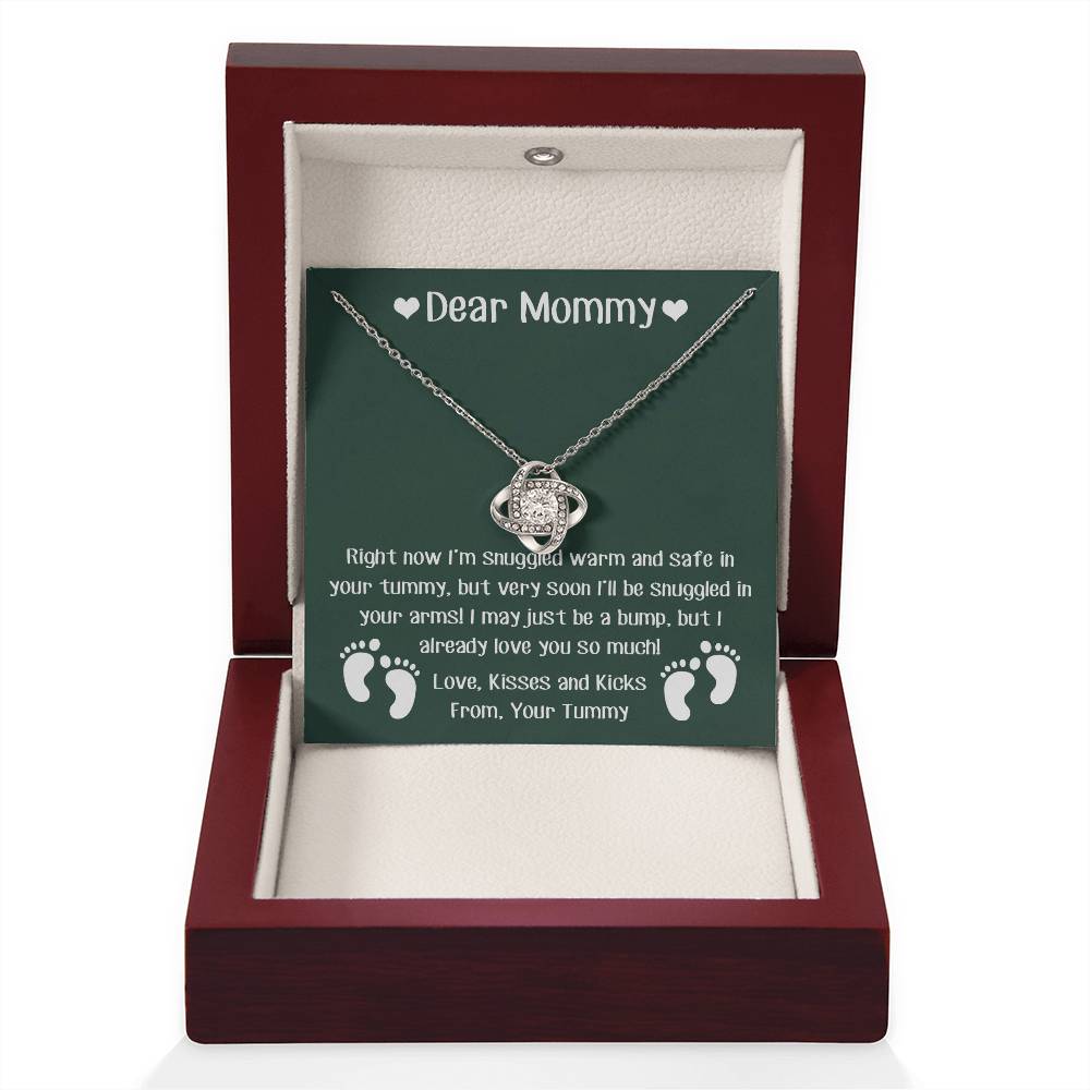 DEAR MOMMY, LOVE KNOT NECKLACE FOR MOMMY TO BE, GIFT FOR NEW MOM, BIRTHDAY, MOTHER'S DAY GIFT FOR HER, NECKLACE WITH MESSAGE CARD