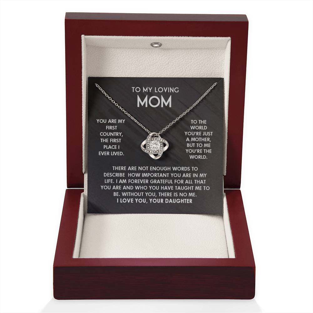 To My Loving Mom I Love You Knot Necklace For Mother's Day, Birthday Gift For Mom From Daughter