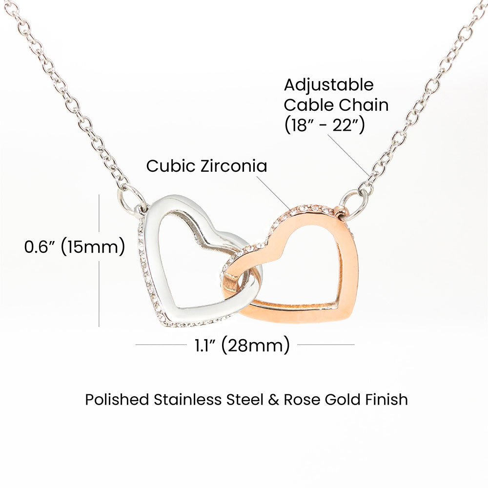 To My Soulmate, I Love You, Interlocking heart Necklace For Women With Message Card, Birthday/Anniversary Gift For Her, Stainless Steel Necklace