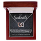 TO MY SOULMATE, INTERLOCKING HEART NECKLACE WITH MESSAGE CARD, GIFT FOR HER