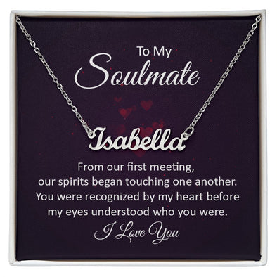 TO MY SOULMATE, CUSTOM NAME NECKLACE, GIFT FOR HER, NECKLACE PENDANT WITH MESSAGE CARD, FOR WIFE FROM HUSBAND
