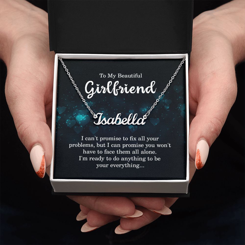 TO MY BEAUTIFUL GIRLFRIEND, CUSTOM NAME NECKLACE WITH MESSAGE CARD, BIRTHDAY GIFT FOR HER, NECKLACE PENDANT FOR GIRLFRIEND FROM BOYFRIEND