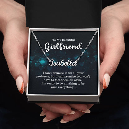 TO MY BEAUTIFUL GIRLFRIEND, CUSTOM NAME NECKLACE WITH MESSAGE CARD, BIRTHDAY GIFT FOR HER, NECKLACE PENDANT FOR GIRLFRIEND FROM BOYFRIEND