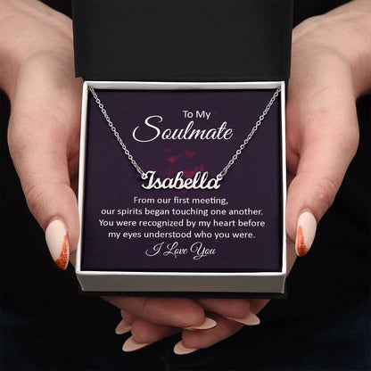 TO MY SOULMATE, CUSTOM NAME NECKLACE, GIFT FOR HER, NECKLACE PENDANT WITH MESSAGE CARD, FOR WIFE FROM HUSBAND