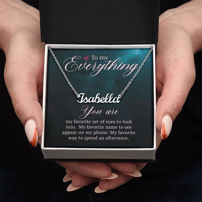 TO MY EVERYTHING, CUSTOM NAME NECKLACE, GIFT FOR HER, NECKLACE PENDANT WITH MESSAGE CARD, FOR WIFE FROM HUSBAND