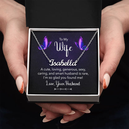 TO MY WIFE, CUSTOM NAME NECKLACE, GIFT FOR HER, NECKLACE PENDANT WITH MESSAGE CARD, FOR WIFE FROM HUSBAND