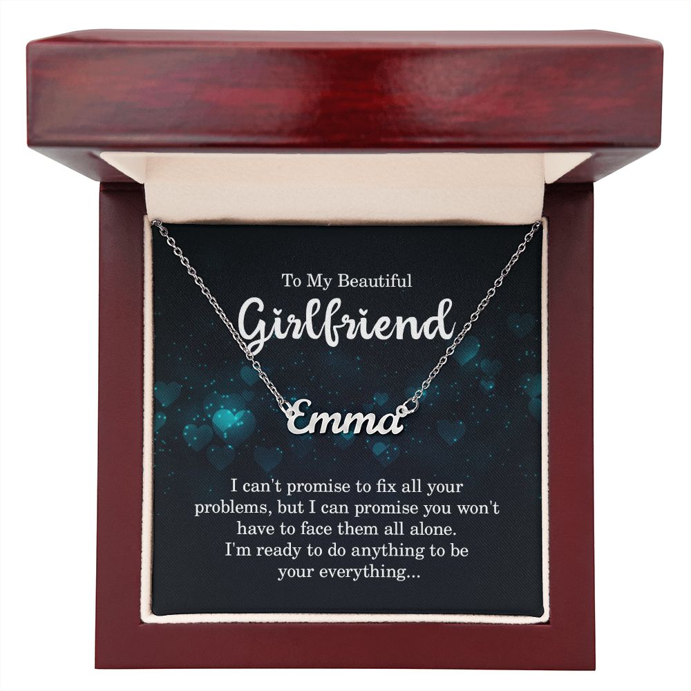 TO MY BEAUTIFUL GIRLFRIEND, CUSTOM NAME NECKLACE WITH MESSAGE CARD, BIRTHDAY GIFT FOR HER, NECKLACE PENDANT FOR GIRLFRIEND FROM BOYFRIEND