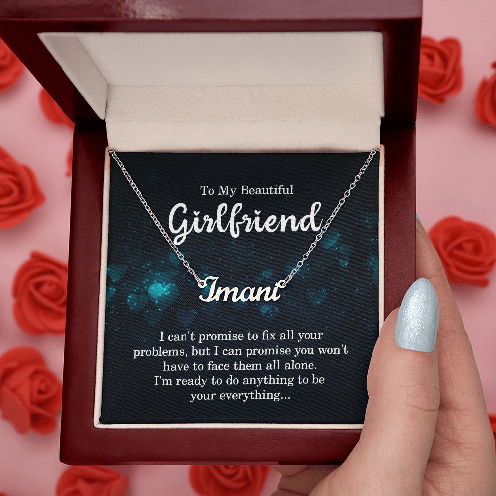 TO MY BEAUTIFUL GIRLFRIEND, CUSTOM NAME NECKLACE WITH MESSAGE CARD, BIRTHDAY GIFT FOR HER, NECKLACE PENDANT FOR GIRLFRIEND FROM BOYFRIEND