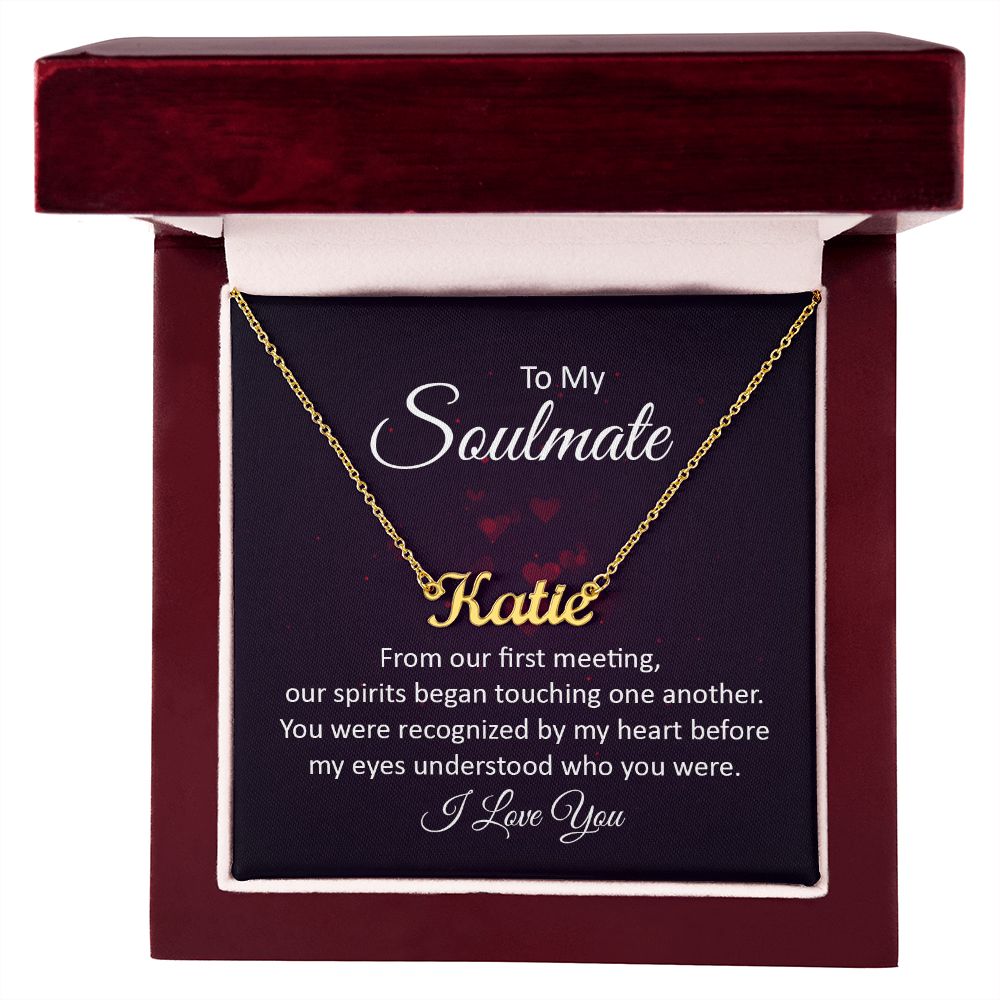 TO MY SOULMATE, CUSTOM NAME NECKLACE, GIFT FOR HER, NECKLACE PENDANT WITH MESSAGE CARD, FOR WIFE FROM HUSBAND