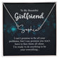TO MY BEAUTIFUL GIRLFRIEND, SIGNATURE NAME NECKLACE WITH MESSAGE CARD, BIRTHDAY GIFT FOR HER, NECKLACE PENDANT FOR GIRLFRIEND FROM BOYFRIEND