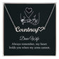 DEAR WIFE, NAME NECKLACE WITH HEART CHARACTER, BIRTHDAY GIFT FOR HER, NECKLACE PENDANT WITH MESSAGE CARD, FOR WIFE FROM HUSBAND