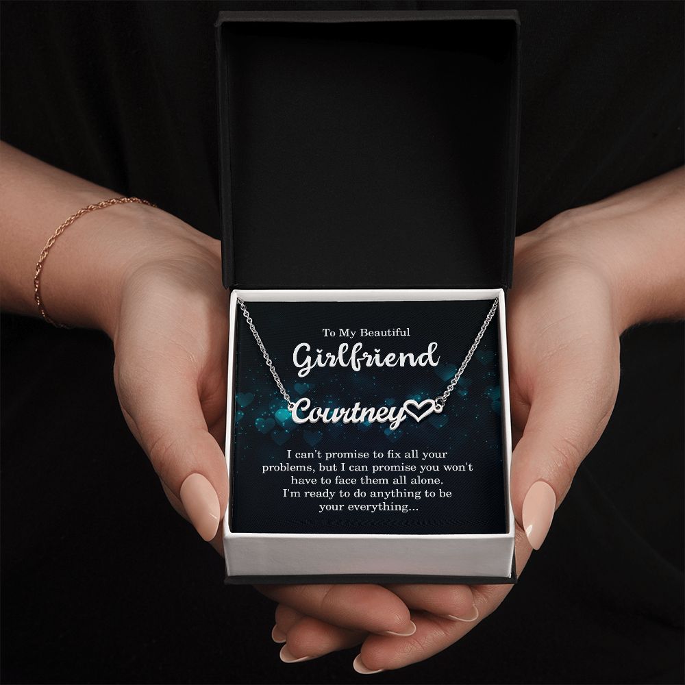 TO MY BEAUTIFUL GIRLFRIEND, NAME NECKLACE WITH HEART CHARACTER, WITH MESSAGE CARD, BIRTHDAY GIFT FOR HER, NECKLACE PENDANT FOR GIRLFRIEND FROM BOYFRIEND