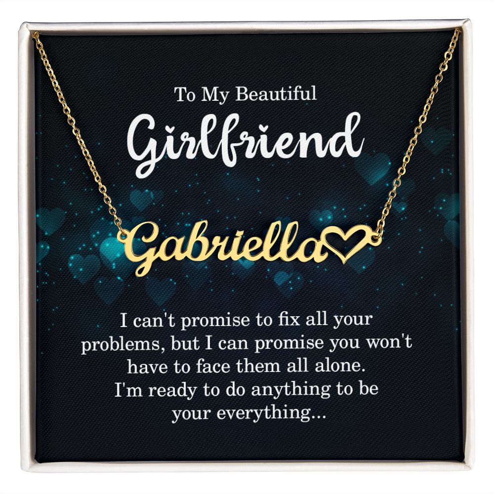 TO MY BEAUTIFUL GIRLFRIEND, NAME NECKLACE WITH HEART CHARACTER, WITH MESSAGE CARD, BIRTHDAY GIFT FOR HER, NECKLACE PENDANT FOR GIRLFRIEND FROM BOYFRIEND