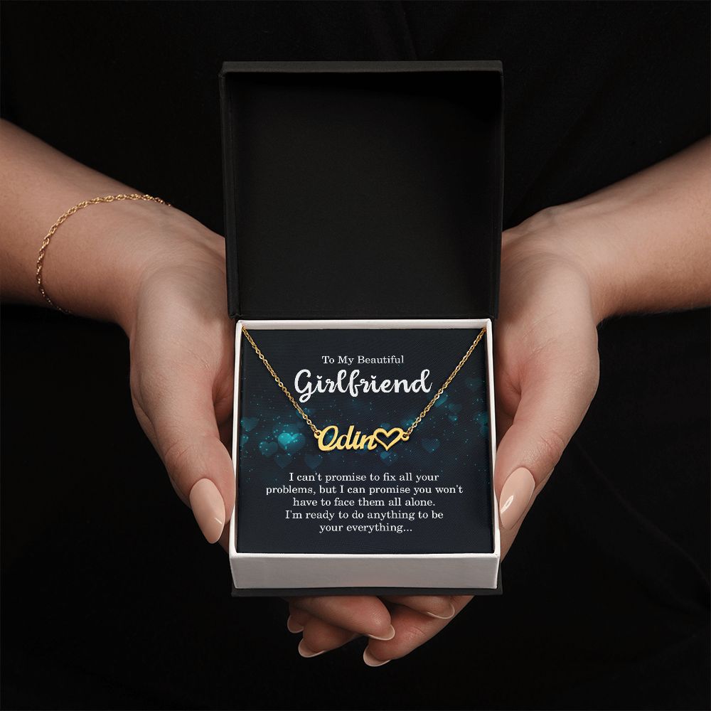 TO MY BEAUTIFUL GIRLFRIEND, NAME NECKLACE WITH HEART CHARACTER, WITH MESSAGE CARD, BIRTHDAY GIFT FOR HER, NECKLACE PENDANT FOR GIRLFRIEND FROM BOYFRIEND